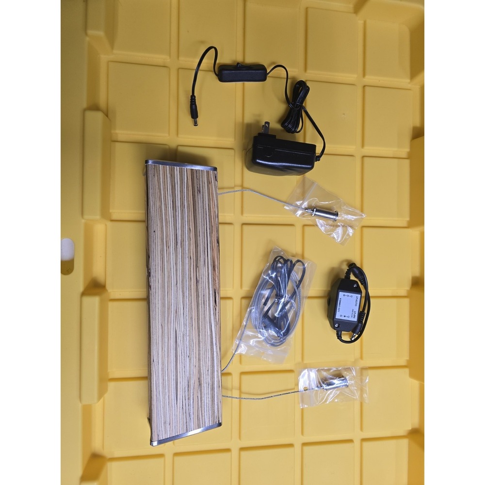 12" linear wood‎ pendant LED light with power and dimming control / see desc.